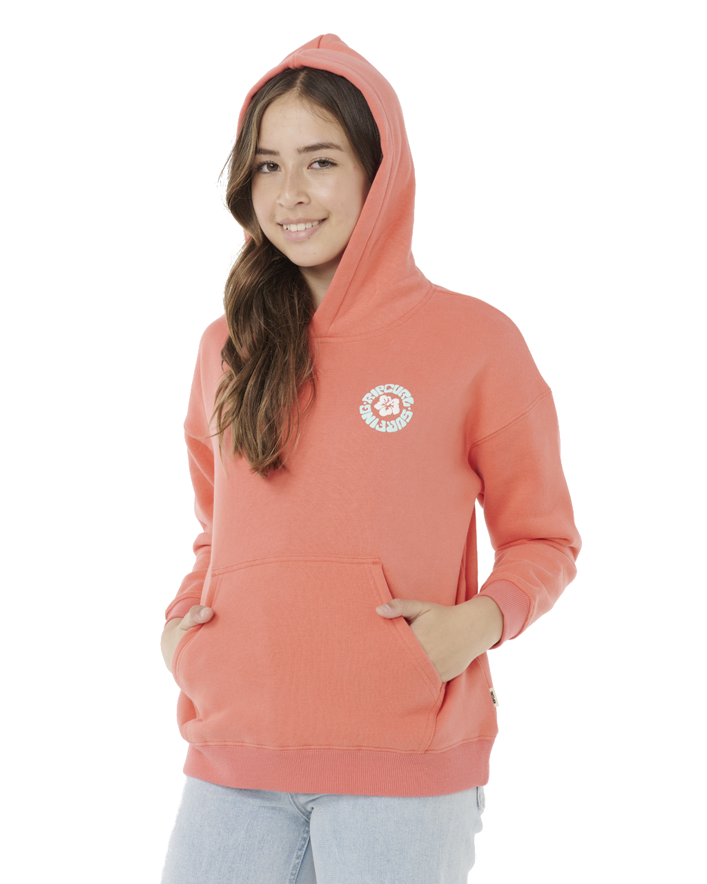 The Rip Curl Girls Girls Luxe Surf Hoodie in Watermelon