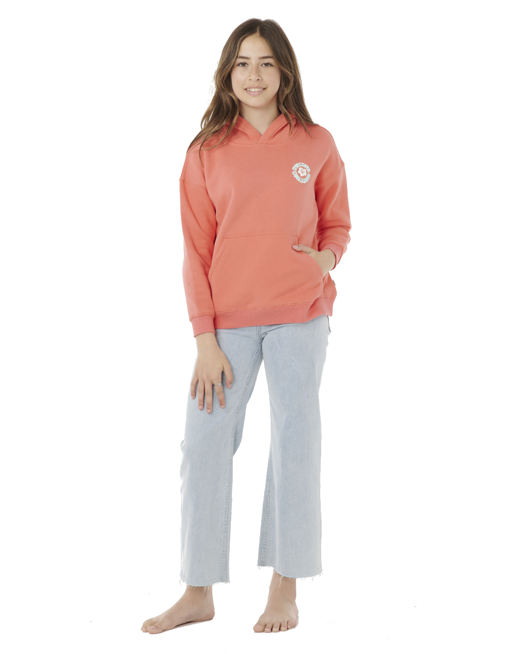 The Rip Curl Girls Girls Luxe Surf Hoodie in Watermelon