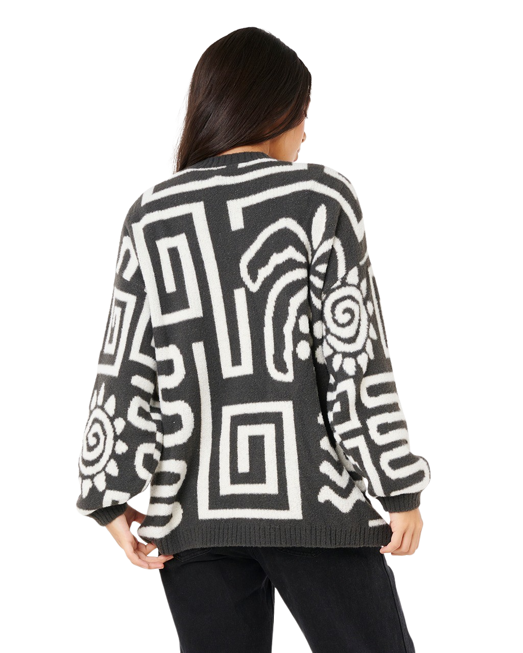 The Rip Curl Womens Sunset Jumper in Black & Off White