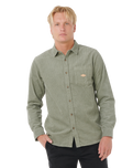 The Rip Curl Mens Classic Surf Cord Shirt in Cactus Green