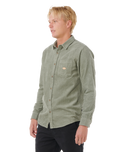 The Rip Curl Mens Classic Surf Cord Shirt in Cactus Green