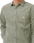 The Rip Curl Mens Classic Surf Cord Shirt in Cactus Green
