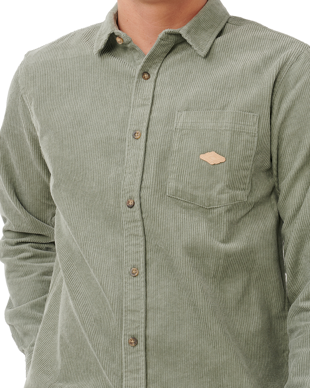The Rip Curl Mens Classic Surf Cord Shirt in Cactus Green