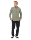 The Rip Curl Mens Classic Surf Cord Shirt in Cactus Green
