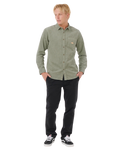 The Rip Curl Mens Classic Surf Cord Shirt in Cactus Green