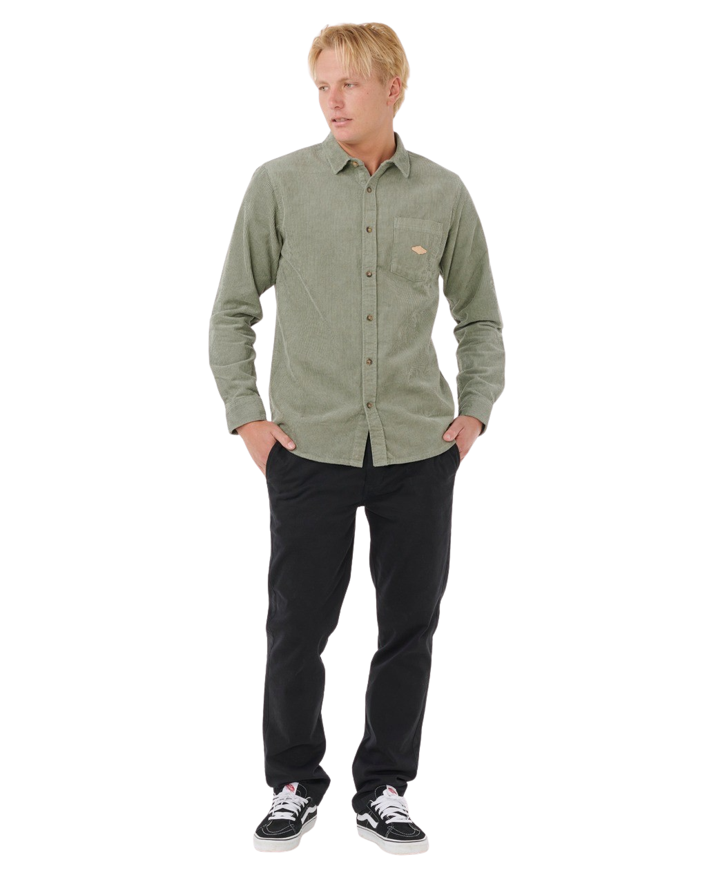 The Rip Curl Mens Classic Surf Cord Shirt in Cactus Green