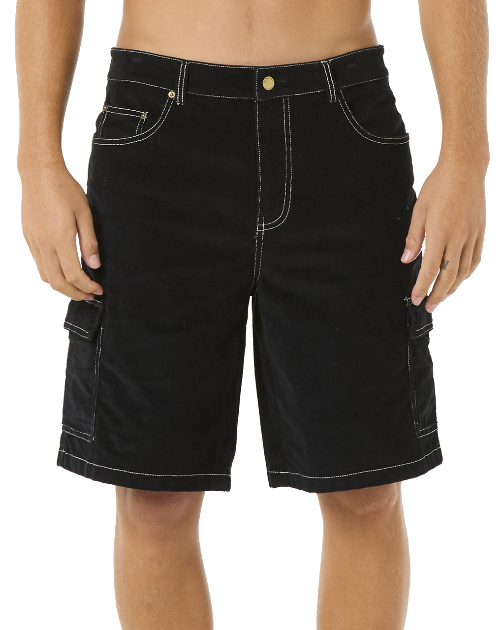 The Rip Curl Mens Classic Surf Cord Cargo Walkshorts in Black