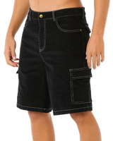 The Rip Curl Mens Classic Surf Cord Cargo Walkshorts in Black