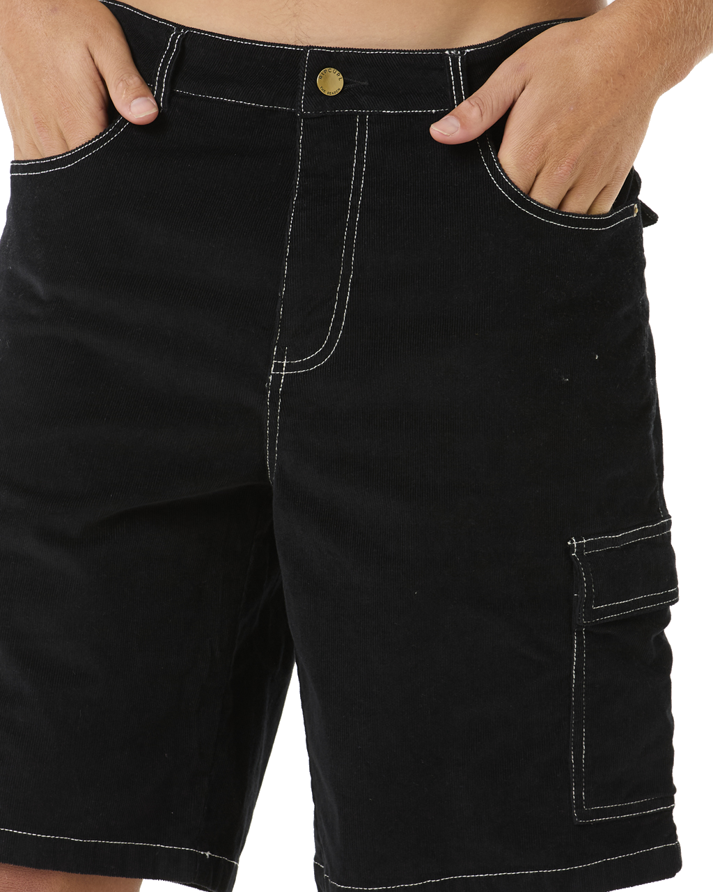 The Rip Curl Mens Classic Surf Cord Cargo Walkshorts in Black