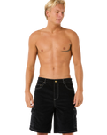 The Rip Curl Mens Classic Surf Cord Cargo Walkshorts in Black