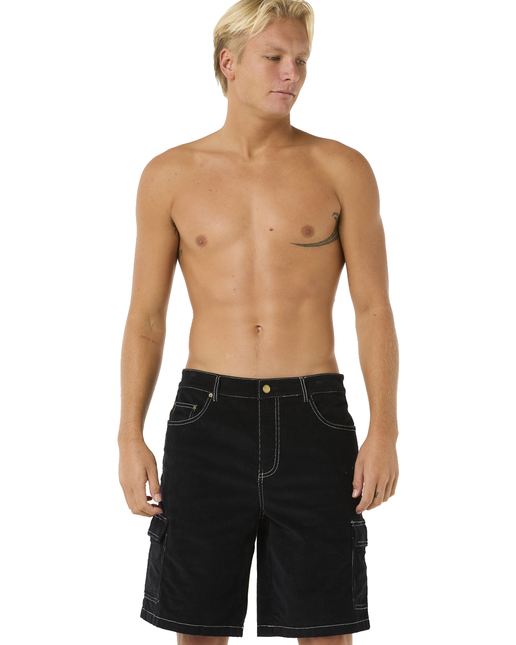 The Rip Curl Mens Classic Surf Cord Cargo Walkshorts in Black