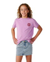 The Rip Curl Girls Girls Surf Puff T-Shirt in Bright Lilac