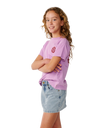 The Rip Curl Girls Girls Surf Puff T-Shirt in Bright Lilac