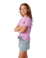 The Rip Curl Girls Girls Surf Puff T-Shirt in Bright Lilac