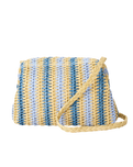 Crochet Framed Clutch Bag in Blue & Natural
