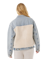 The Rip Curl Womens Artist Of The Search Cruisin' Sherpa Denim Jacket in Washed Blue