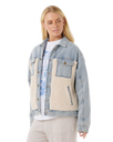 The Rip Curl Womens Artist Of The Search Cruisin' Sherpa Denim Jacket in Washed Blue