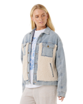 The Rip Curl Womens Artist Of The Search Cruisin' Sherpa Denim Jacket in Washed Blue