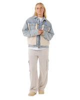 The Rip Curl Womens Artist Of The Search Cruisin' Sherpa Denim Jacket in Washed Blue