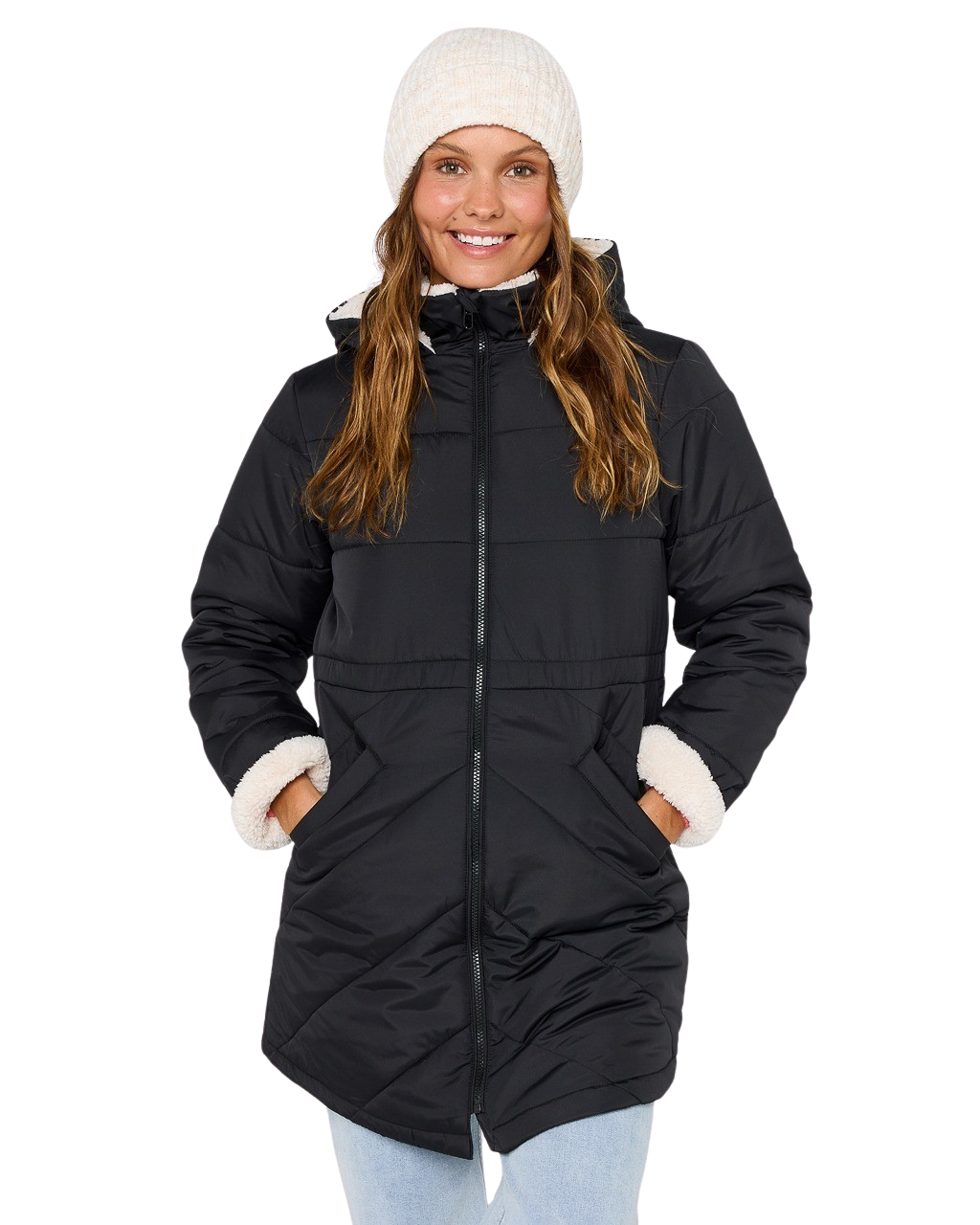 The Rip Curl Womens Anti-Series Anoeta Long Line Jacket in Washed Black