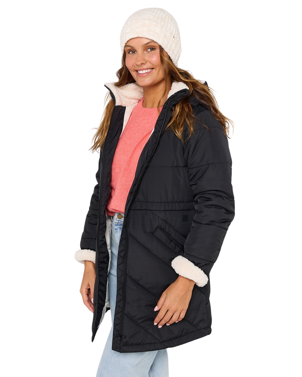 The Rip Curl Womens Anti-Series Anoeta Long Line Jacket in Washed Black