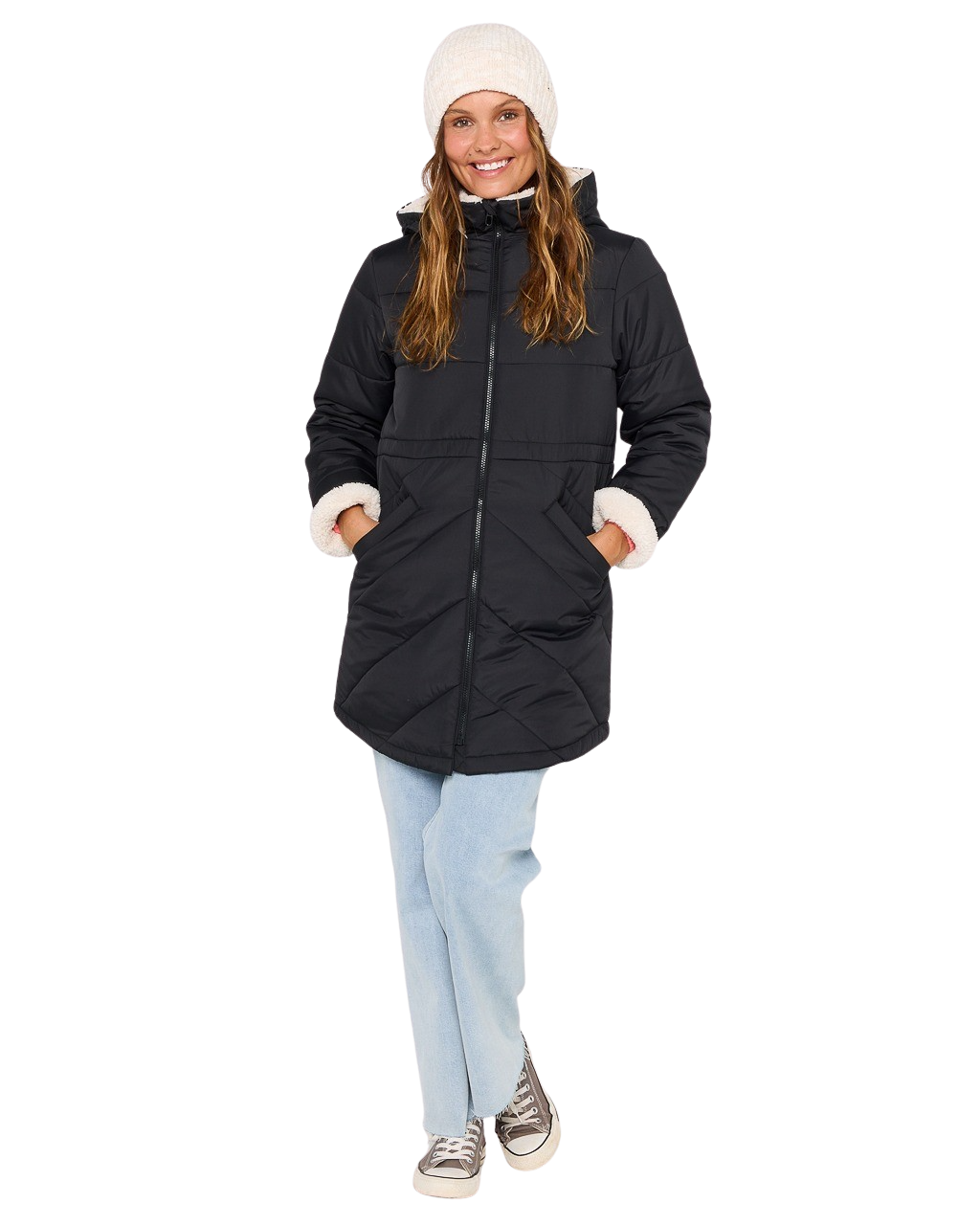 The Rip Curl Womens Anti-Series Anoeta Long Line Jacket in Washed Black