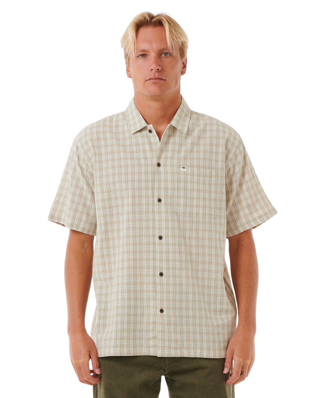 The Rip Curl Mens Classic Surf Check Shirt in Bone