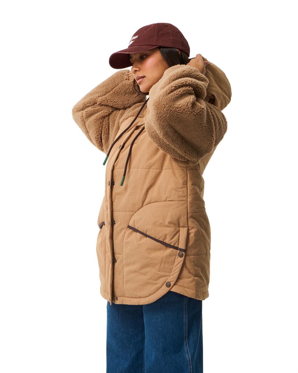 The Rip Curl Womens S-Series Splice Puffer Jacket in Brown