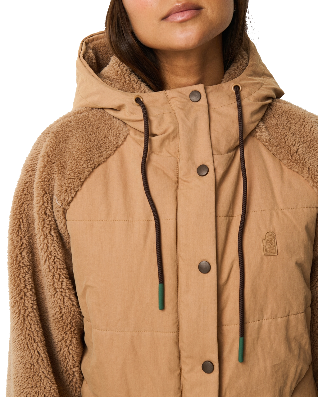 The Rip Curl Womens S-Series Splice Puffer Jacket in Brown