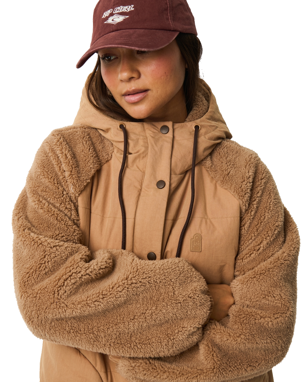 The Rip Curl Womens S-Series Splice Puffer Jacket in Brown