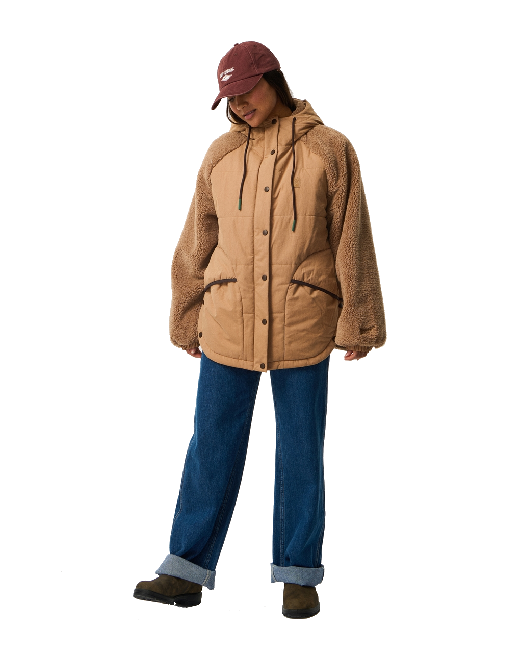 The Rip Curl Womens S-Series Splice Puffer Jacket in Brown