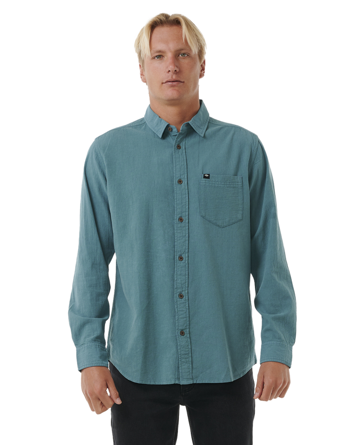 The Rip Curl Mens Classic Surf Washed Shirt in Bluestone