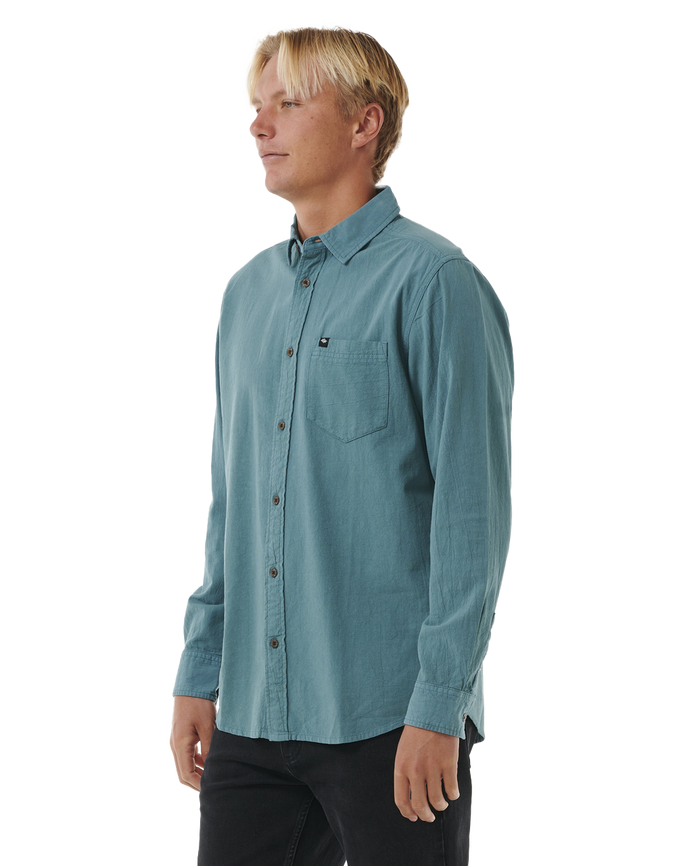 The Rip Curl Mens Classic Surf Washed Shirt in Bluestone