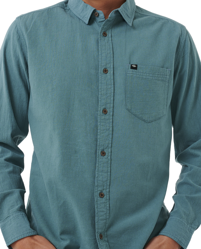 The Rip Curl Mens Classic Surf Washed Shirt in Bluestone