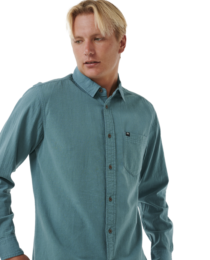 The Rip Curl Mens Classic Surf Washed Shirt in Bluestone