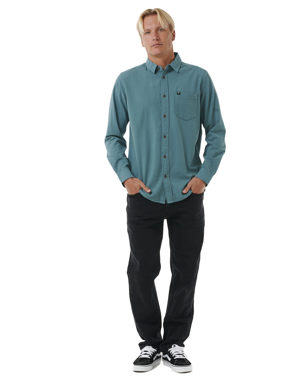 The Rip Curl Mens Classic Surf Washed Shirt in Bluestone