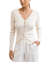 Long Line Knit Cardigan in Ivory