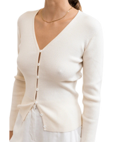 Long Line Knit Cardigan in Ivory