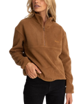 Tulua 1/4 Zip Reverse Fleece in Brown