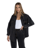 Oversized Denim Jacket in Grey