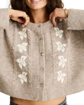 Blanca Floral Crop Cardigan in Natural