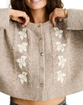 Blanca Floral Crop Cardigan in Natural