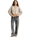 Blanca Floral Crop Cardigan in Natural