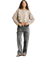 Blanca Floral Crop Cardigan in Natural