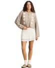 Blanca Floral Crop Cardigan in Natural