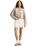 Blanca Floral Crop Cardigan in Natural