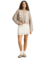 Blanca Floral Crop Cardigan in Natural