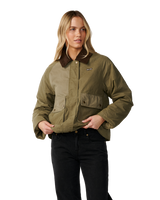 The Rip Curl Womens Bossa Nova Waxed Chore Jacket in Military Green