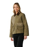 The Rip Curl Womens Bossa Nova Waxed Chore Jacket in Military Green