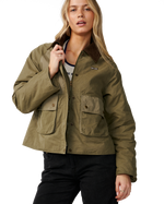 The Rip Curl Womens Bossa Nova Waxed Chore Jacket in Military Green